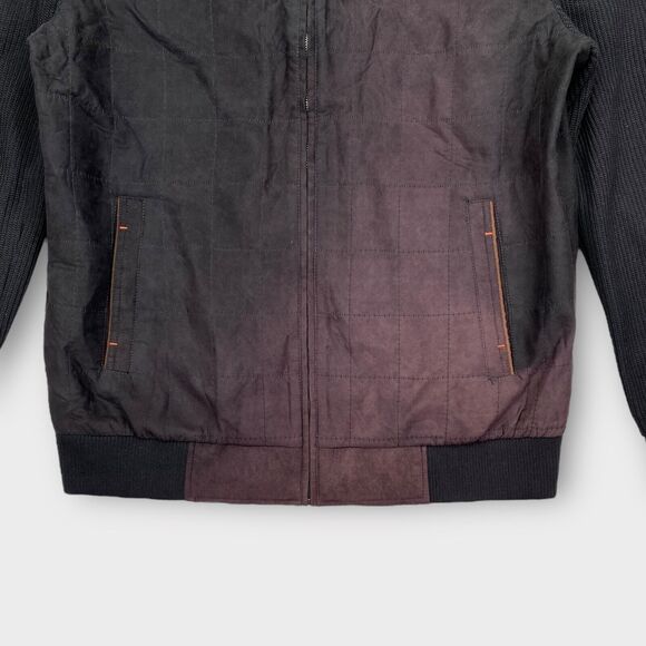 Barabas Bomber Jacket Mens Extra Large Quilted Wool Blend Zip Knit Sleeve Black - Picture 6 of 14